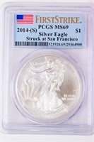 Coin 2014-S American Silver Eagle .999 PCGS MS69