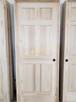 36" Left Hand 6 panel Pine interior Door