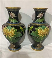 Extra large Chinese cloisonné vases - matched pair