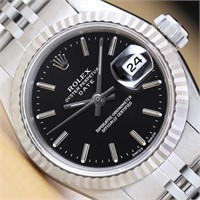 Rolex Ladies Datejust Black Dial Watch