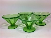 Vaseline Green Glass Footed Sundaes