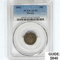 1883 Kingdom of Hawaii Dime PCGS AU55