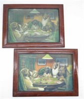 Pair of Antique "Poker Dogs" Prints