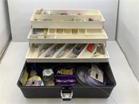 TACKLE BOX- FULL OF TACKLE - LID NEEDS SCREW