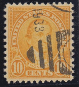 US Stamps #642 Used with Crowe Certificate stating