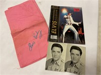 Elvis magazine ,scarf & 2 postcards