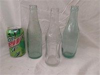 3 Vintage Soda Bottles