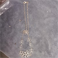Silver Toned Necklace & Pierced Earring Set