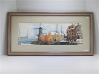 ILLEGIBLY SIGNED DUTCH CITYSCAPE PAINTING