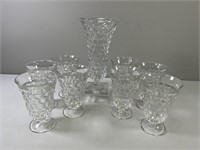 Fostoria American Glass Footed Iced Teas & Vase