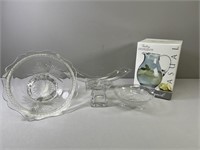 Blown Crystal Pitcher; Bowls; Vases