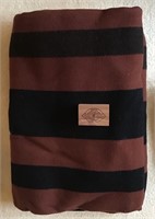 NAVY BROWN STRIPE WOOL BLANKET