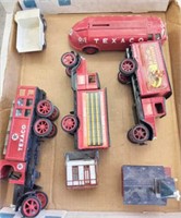 ASSORTED TRAIN CARS ERTLE COKE TRUCKS, TEXACO