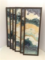 Framed Abstract Ocean Prints Lot of 6