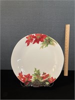 Large Ceramics Italy Poinsettia Platter on Stand