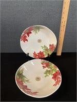 2 Ceramics Italy Poinsettia Serving Bowls