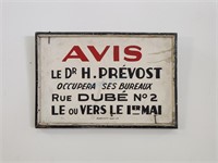 Handpainted Tin Sign Montreal Doctor's