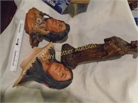 2 Ceramic Indian Bust & Resin Staute