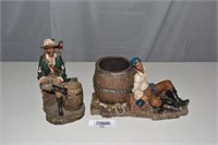 Two Pirate Statues -  Leaning on Barrels