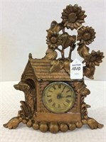 Ornamental Metal Copper Wind Up Clock w/ Dog