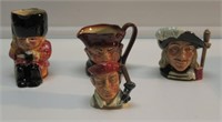 (4) ROYAL DOULTON TOBY JUGS. (2) 4" (1) 2-1/2"