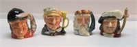 (4) ROYAL DOULTON TOBY JUGS. 4". VERY NICE.