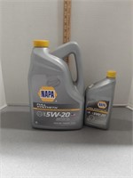 Napa synthetic 5W-20 motor oil 5 quart Jug and 1