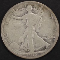 1916-S WALKING LIBERTY HALF DOLLAR GOOD/VG