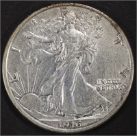 1916-D WALKING LIBERTY HALF DOLLAR AU