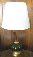 MCM VINTAGE GREEN GLASS LAMPS (2)