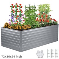 N8602  Zizin Galvanized Raised Garden Bed 6x3x2 ft