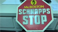 Mr BOSTON SCHNAPPS STOP sign