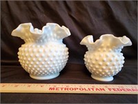 (2) Fenton Milk Glass Hobnail Bowls