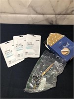 Acne Patch, Barber Scissors And Scrub Brush