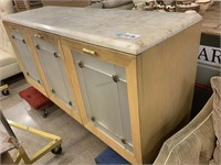 Marble Top Credenza Cabinet Buffet with Solid