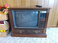 Vintage RCA box TV and wooden casing