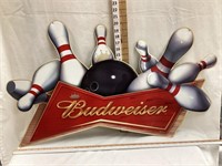 2005 Budweiser “Bowling” Tin Sign, 36”x21”
