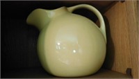 1940's Hall Pottery yellow ball pitcher #633 w/