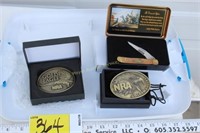 NRA belt buckles and knife