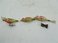 Lot of 3 Antique Clip on Parrot Christmas