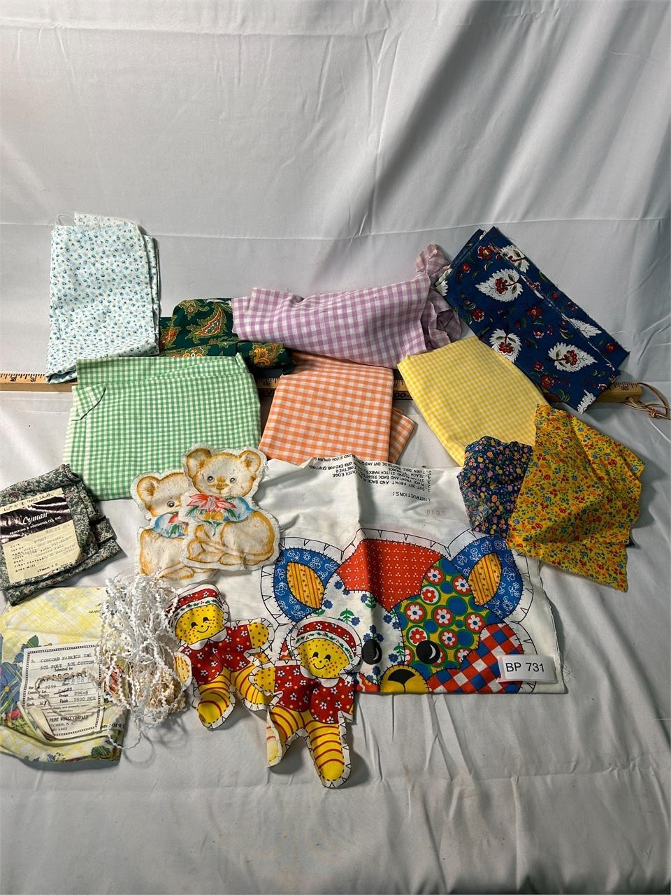 Lot of Vintage Fabric and Items