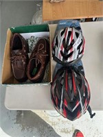 2 new adult bike helmets, new dakota shoes size 10