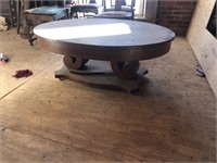 Oak coffee table on wheels