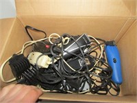 Box of Various Hair Trimmers and Attachments
