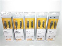 Lot of Five NEW Belkin Printer Cables