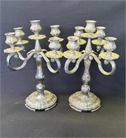 Pair of vintage silver plate candelabras