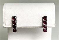 Sterling Garnet Stud Earrings (Gorgeous) 3 Grams