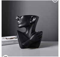 Ceramic Greek Statue Face Vase Black