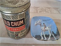 Animaland ash tray and Old Chum tobaco can