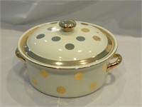 Hall China gold label casserole - polka dot